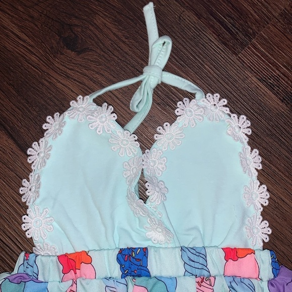 Kids ice cream cone halter top summer high‎ low dress with headband sz 24m NWOT - Picture 3 of 4